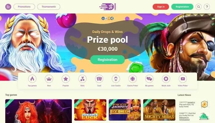 YoyoCasino website screenshot