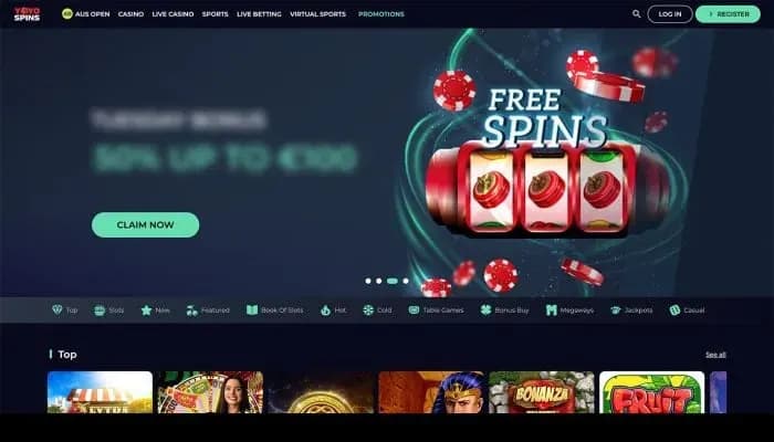 YoyoSpins Casino website screenshot