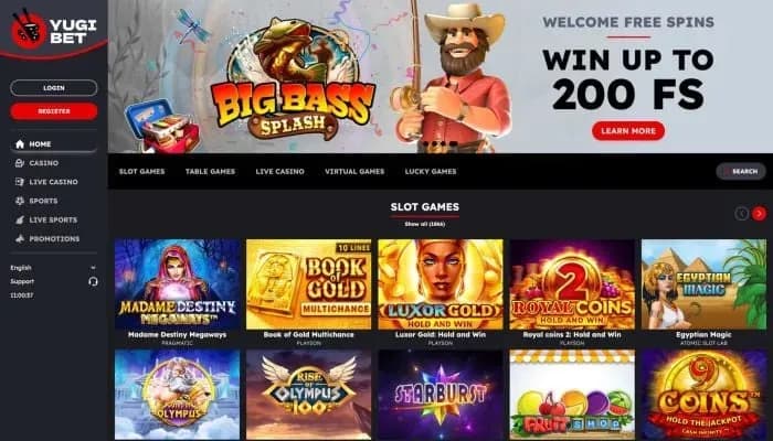 Yugibet Casino website screenshot