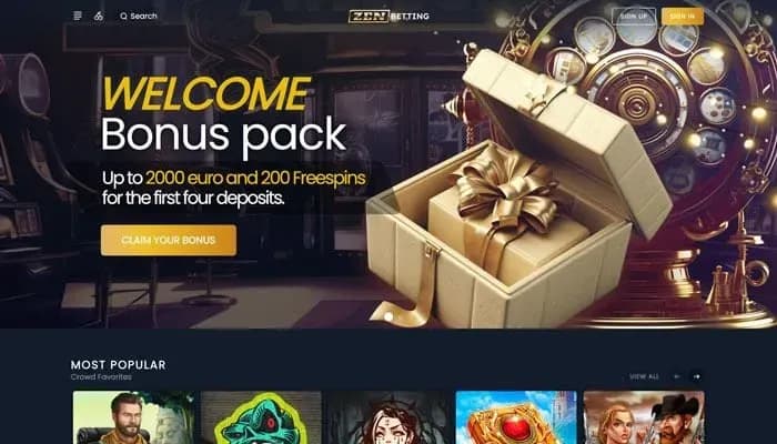 ZenBetting Casino website screenshot