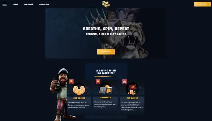 ZenSpin Casino website screenshot