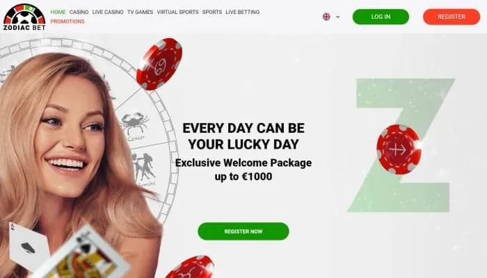ZodiacBet Casino website screenshot