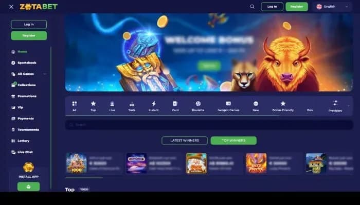 Zotabet Casino website screenshot