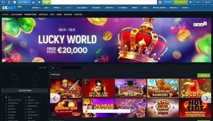 Captura del sitio web de 1xBet Casino