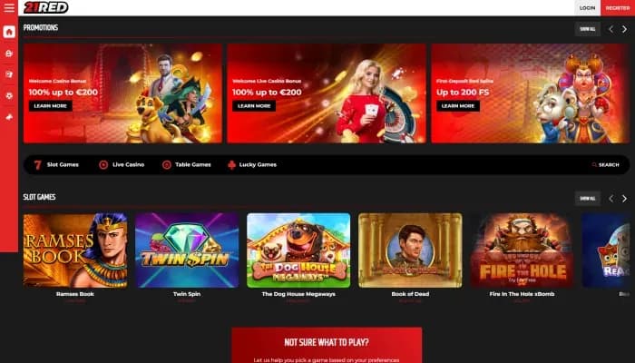 Captura del sitio web de 21.red Casino