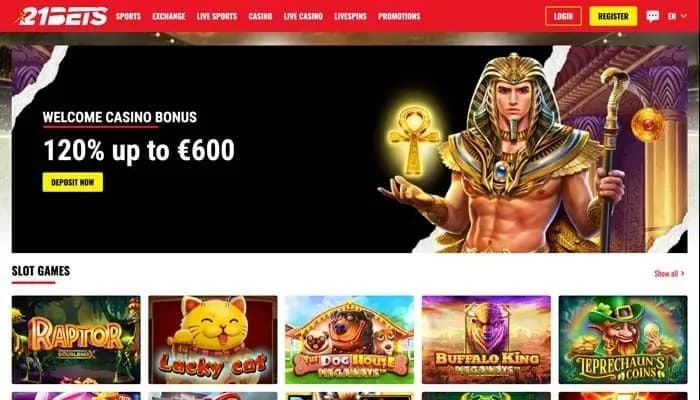 Captura del sitio web de 21bets.io Casino
