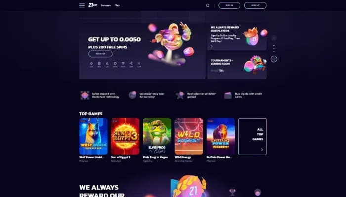 Captura del sitio web de 21bit Casino