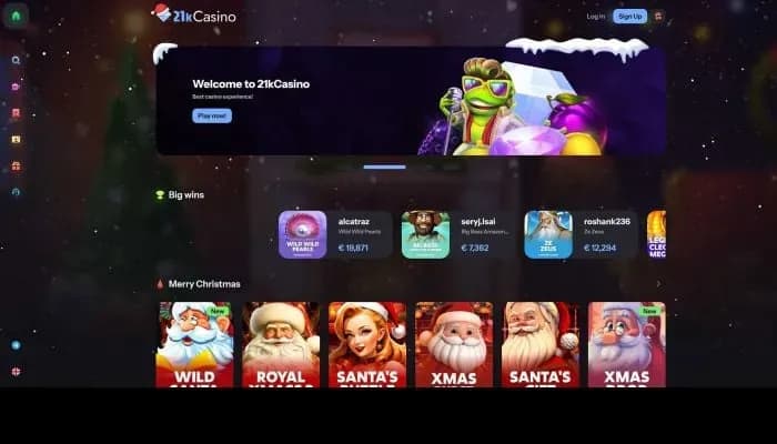 Captura del sitio web de 21kCasino