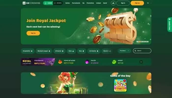 Captura del sitio web de 50 Crowns Casino