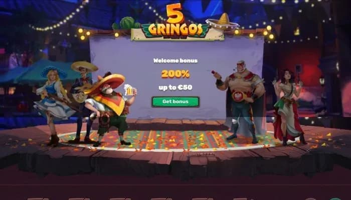 Captura del sitio web de 5Gringos Casino
