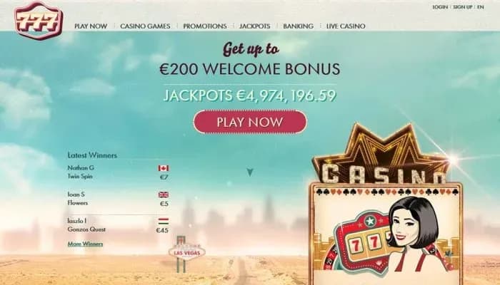 Captura del sitio web de 777 Casino