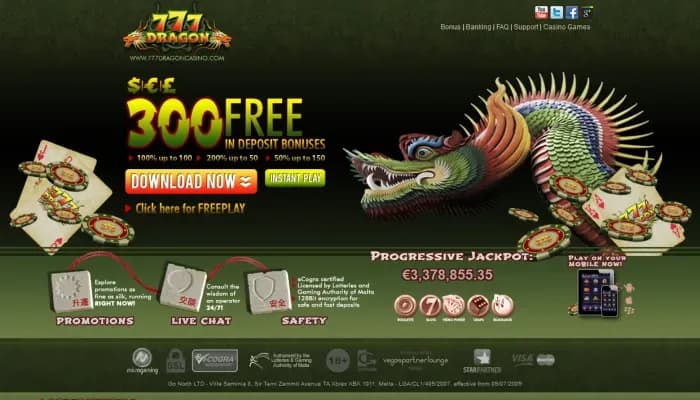 Captura del sitio web de 777 Dragon Casino
