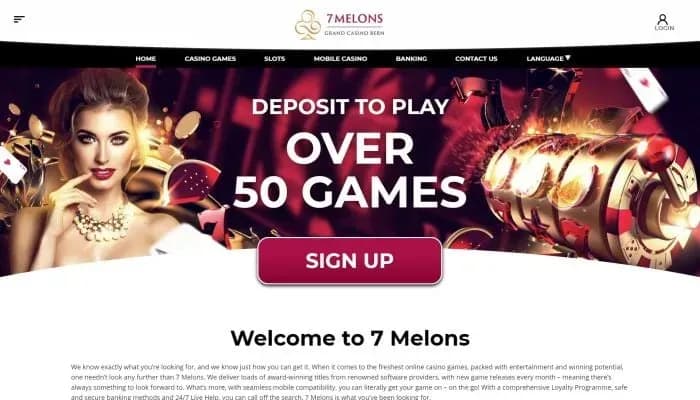 Captura del sitio web de 7 Melons Casino
