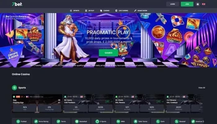 Captura del sitio web de 7bet Casino
