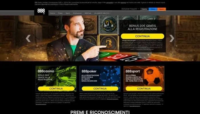 Captura del sitio web de 888.it Casino