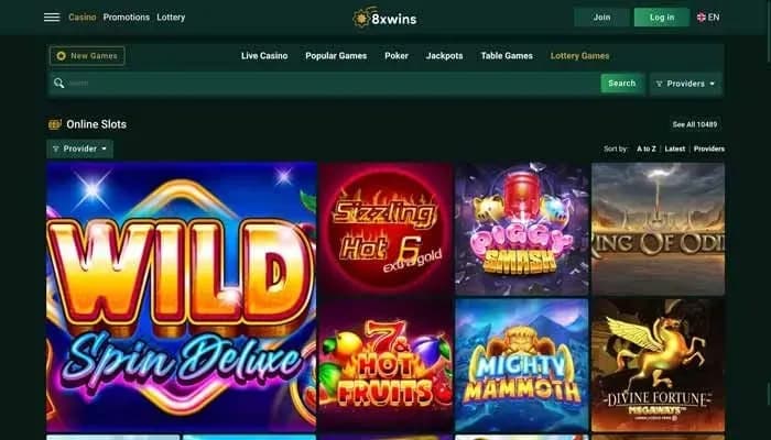 Captura del sitio web de 8xwins Casino