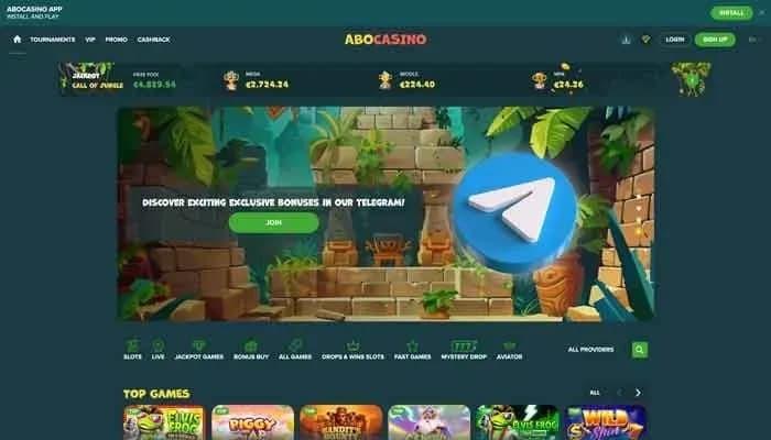 Captura del sitio web de Abo Casino