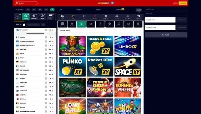 Captura del sitio web de AccessBET Casino