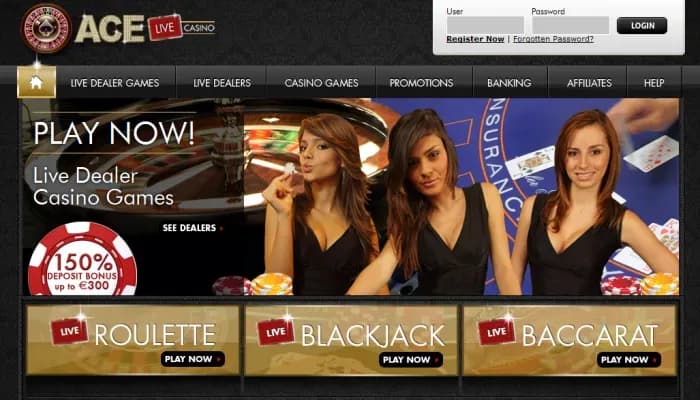 Captura del sitio web de Ace Live Casino
