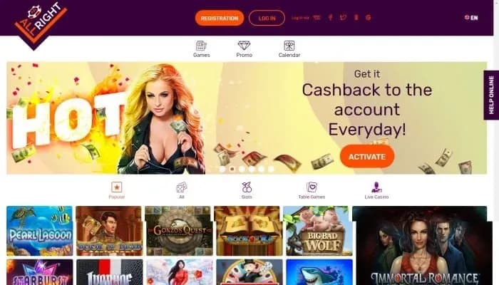 Captura del sitio web de All Right Casino