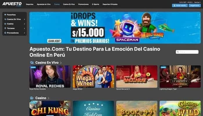 Captura del sitio web de Apuesto Casino