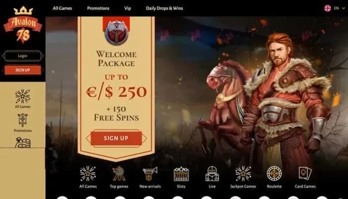 Captura del sitio web de Avalon78 Casino