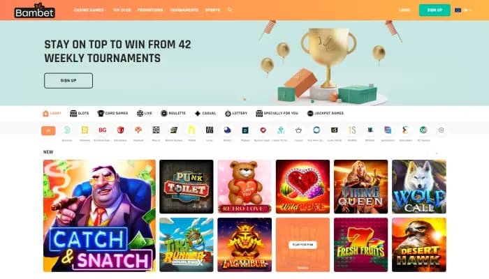 Captura del sitio web de Bambet Casino