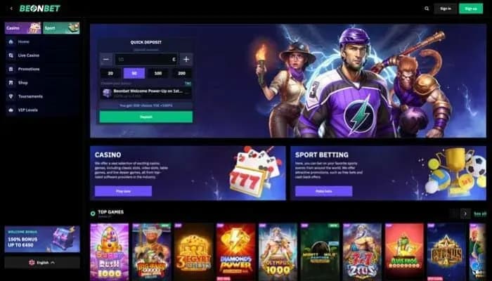 Captura del sitio web de BeonBet Casino