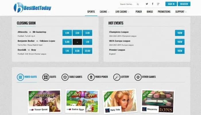 Captura del sitio web de Best Bet Today Casino