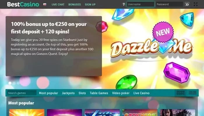 Captura del sitio web de BestCasino