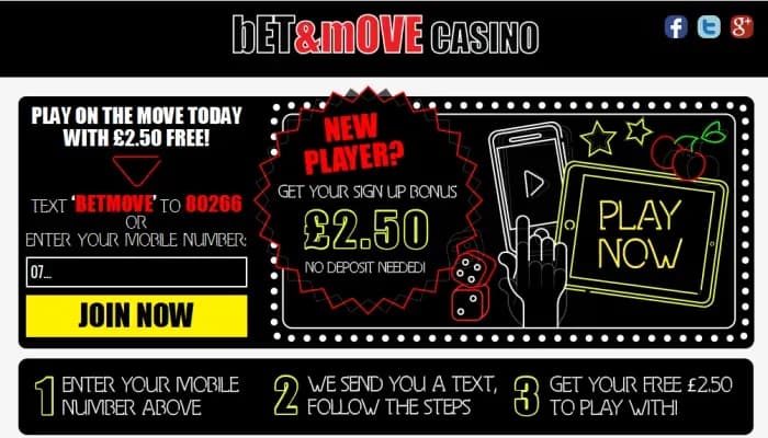 Captura del sitio web de Bet&Move Mobile Casino