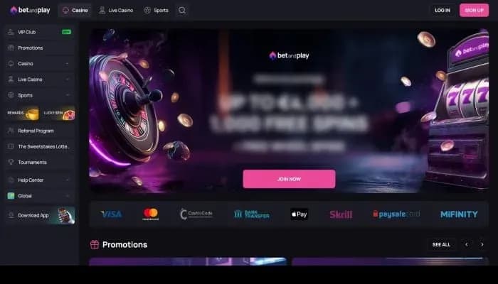 Captura del sitio web de Betandplay Casino