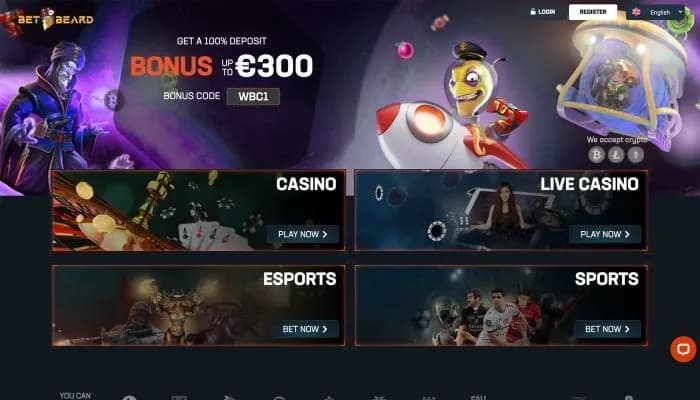 Captura del sitio web de BetBeard Casino