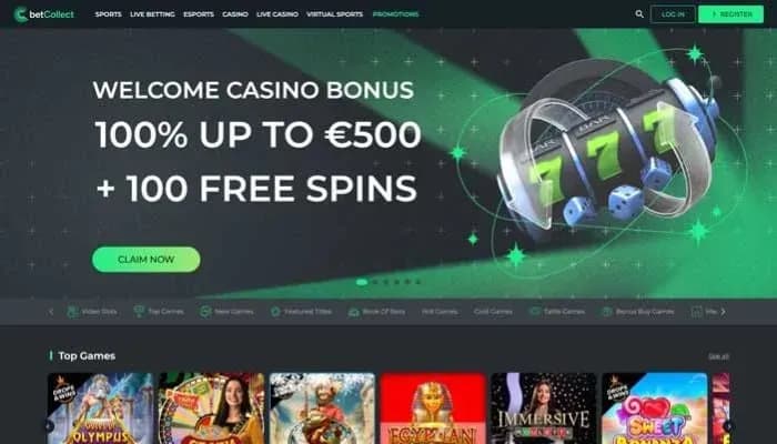 Captura del sitio web de BetCollect Casino