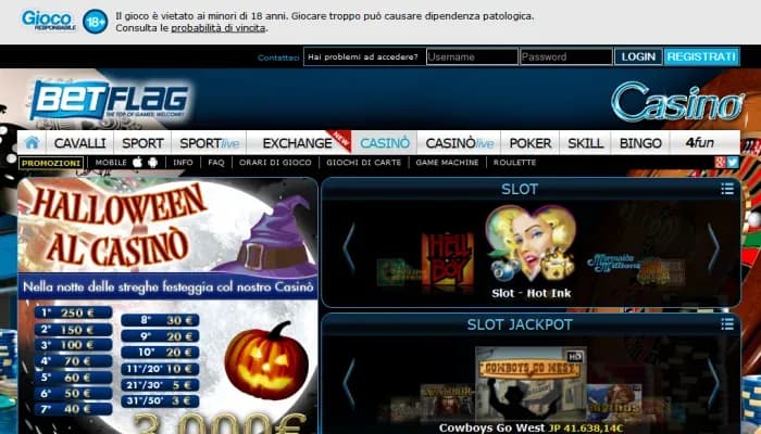 Captura del sitio web de BetFlag Casino