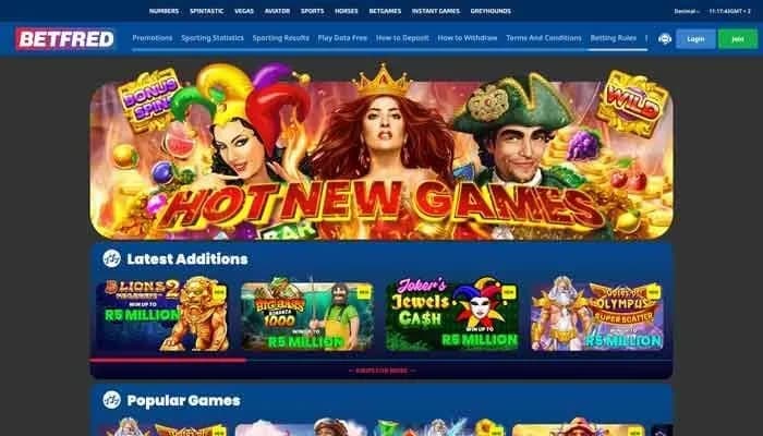 Captura del sitio web de Betfred Casino