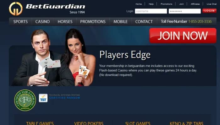 Captura del sitio web de BetGuardian Casino