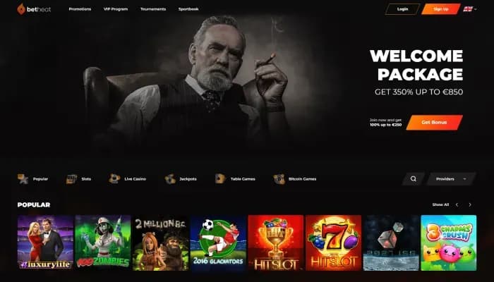 Captura del sitio web de Betheat Casino