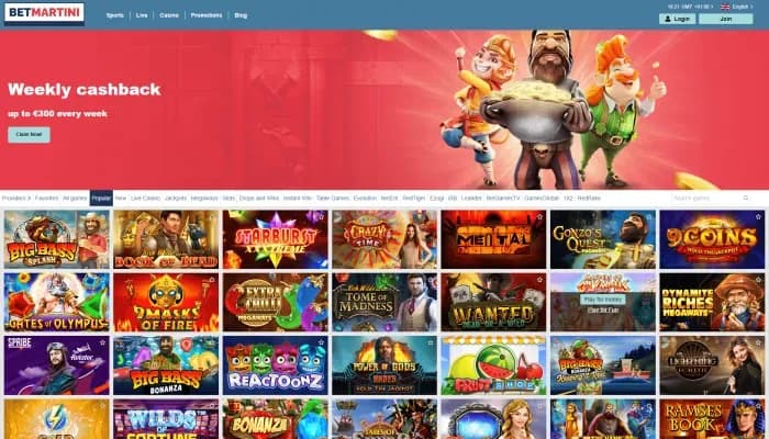 Captura del sitio web de Betmartini Casino
