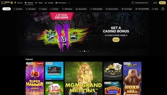 Captura del sitio web de BetMGM Casino USA