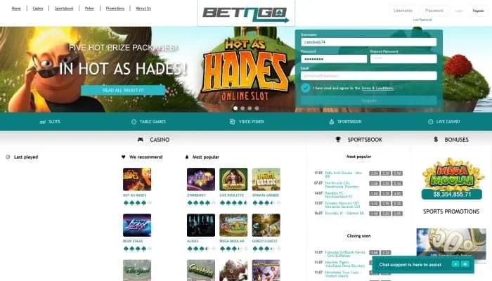 Captura del sitio web de BetnGo Casino