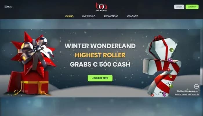 Captura del sitio web de BetOnAces Casino