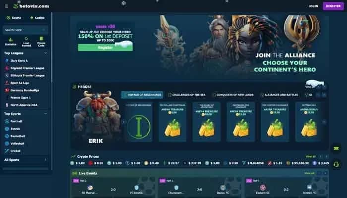 Captura del sitio web de Betovix Casino