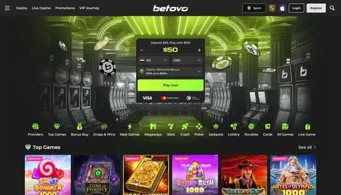 Captura del sitio web de Betovo Casino