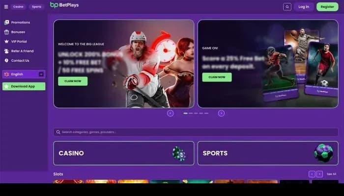 Captura del sitio web de BetPlays Casino