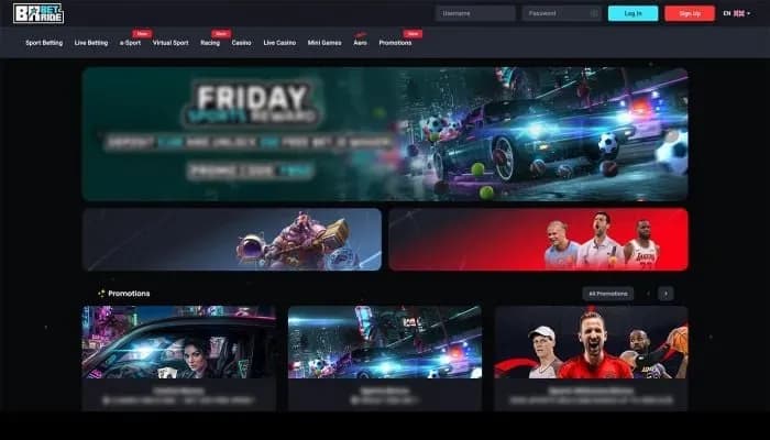 Captura del sitio web de Betride Casino