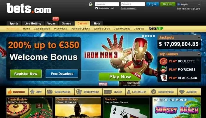 Captura del sitio web de Bets Casino