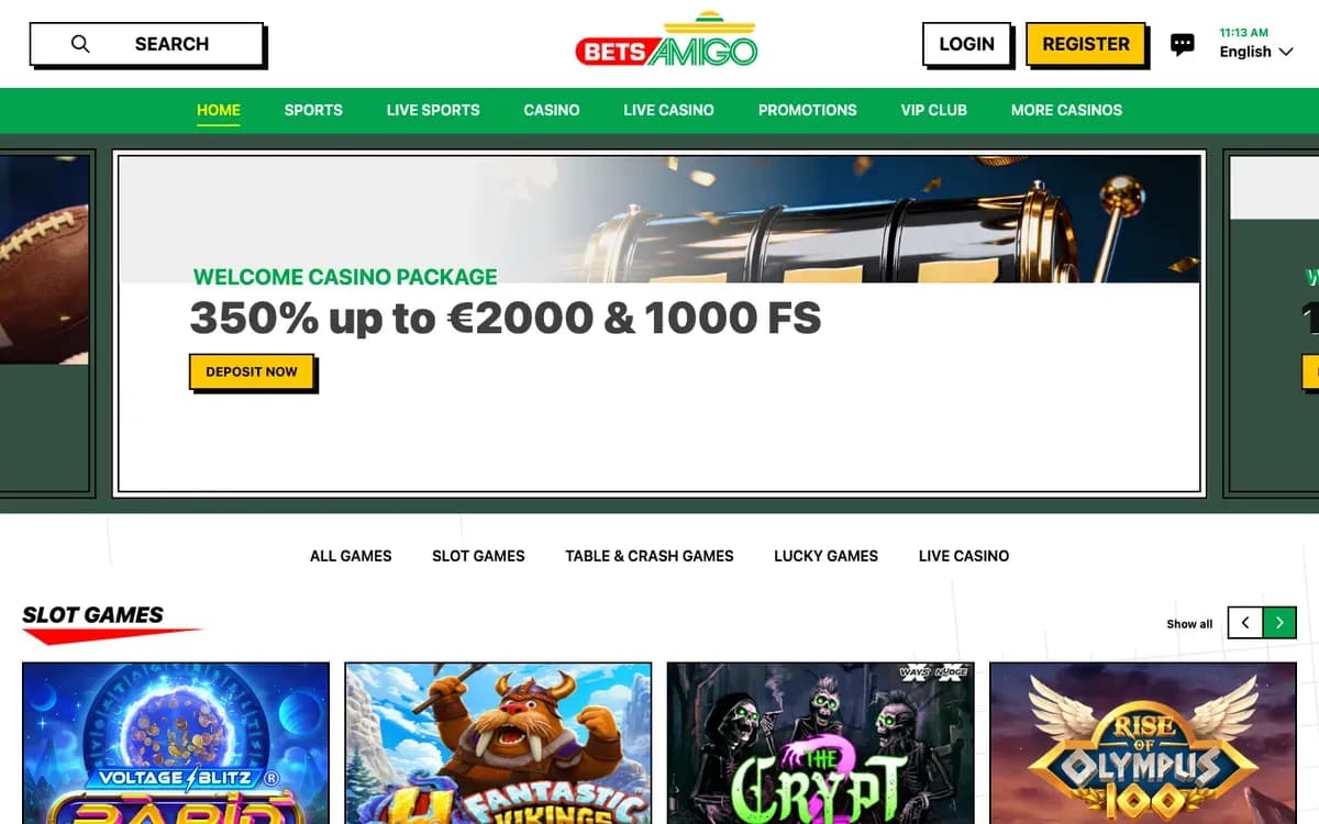 Captura del sitio web de Betsamigo Casino