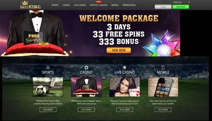 Captura del sitio web de BetsKING Casino