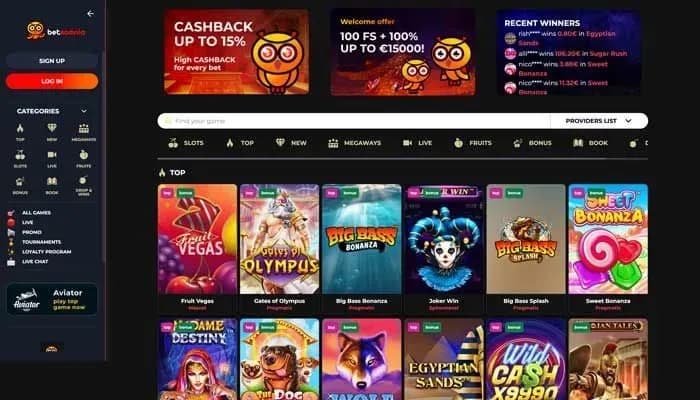 Captura del sitio web de Betsomnia Casino